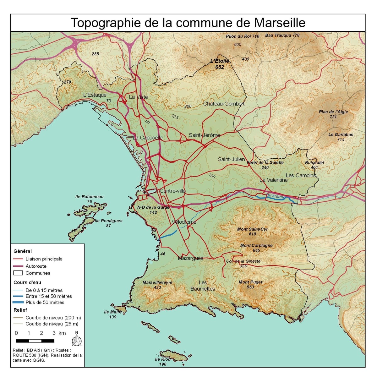 topographic نقشے کے مارسیل