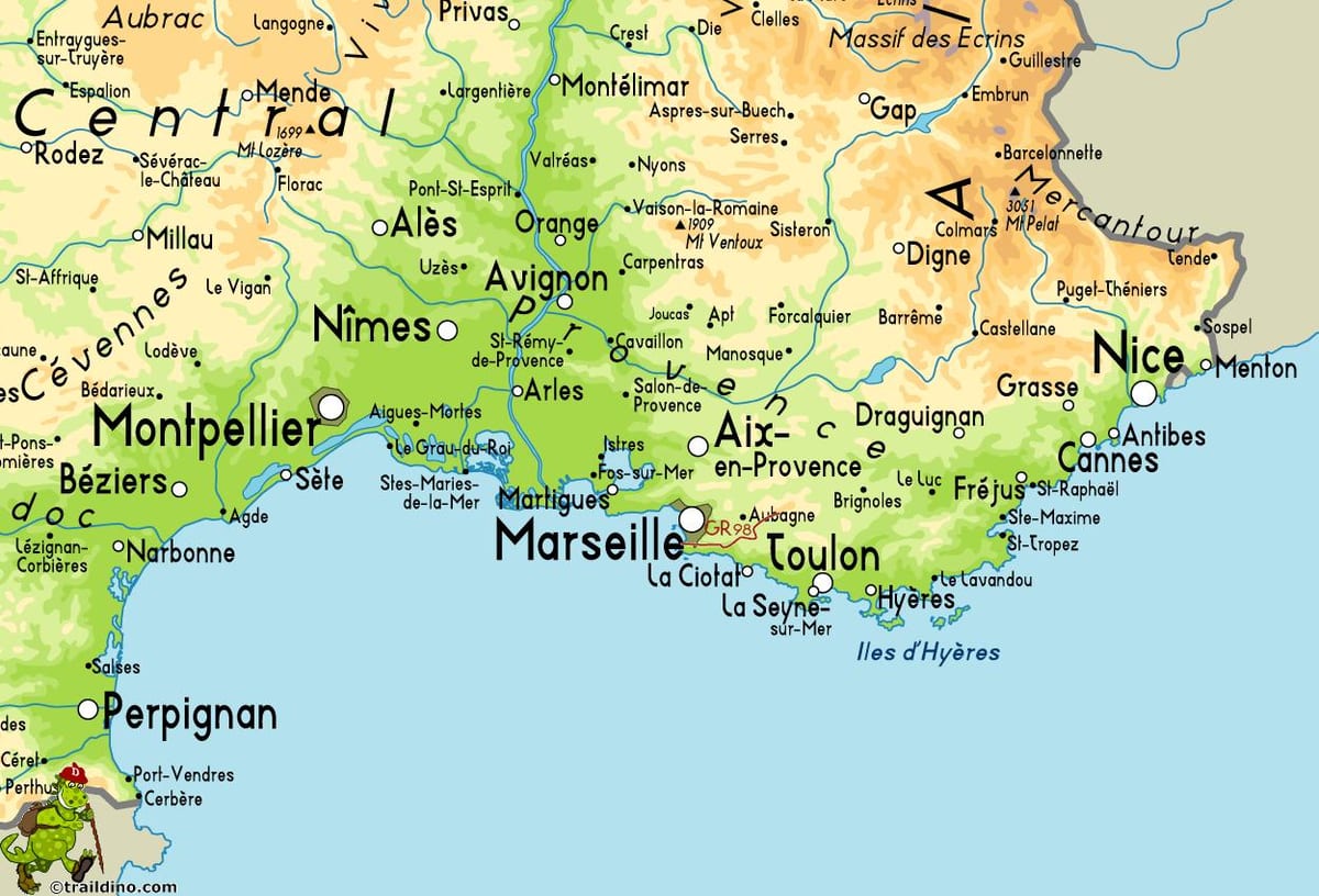 نقشہ کے مارسیل اور ارد گرد کے علاقے